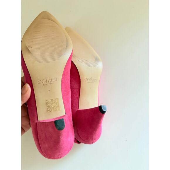 Botkier Cobble Hill Pink Suede Cone Heel Slingback Pumps Size 7 Retro Chic - Picture 3 of 6